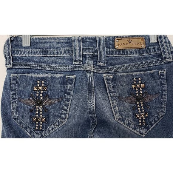 Miss Me Womens Bootcut Jeans Blue Embellished Studs Sang Real Only the Chosen 25 - Picture 2 of 9